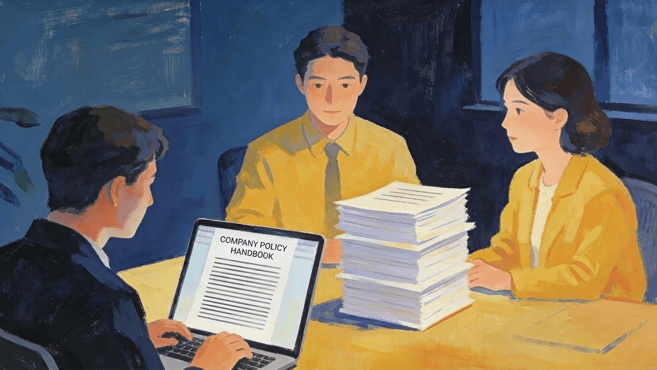 Darbas.app vidaus dokumentų langas su nuotolinio darbo tvarkos versija, paskelbimo data ir darbuotojų susipažinimo būsena